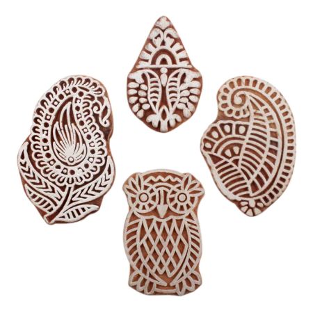 Set of 4 Piece New Mix Wooden Printing Block